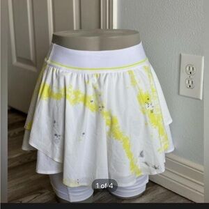 Lululemon Court Rival HR Skirt Extended Liner Cross Court Wash Lemon White NEW 4